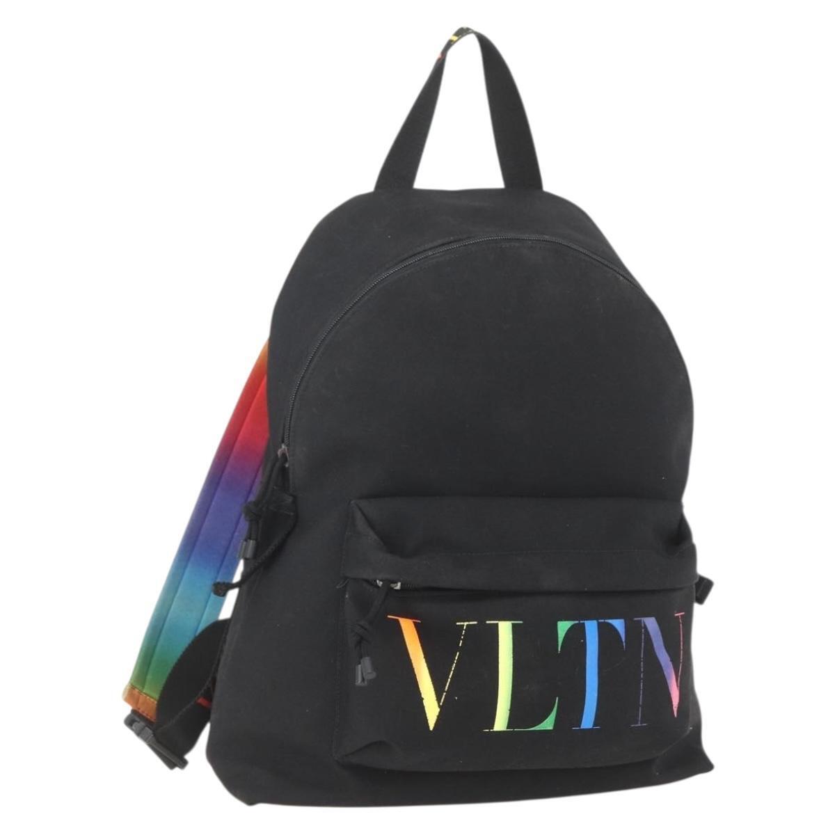 Valentino Backpack Nylon Black Auth Ka1198